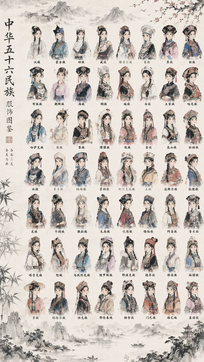 56 Chinese Ethnic Groups Clothing Chart preview image 1