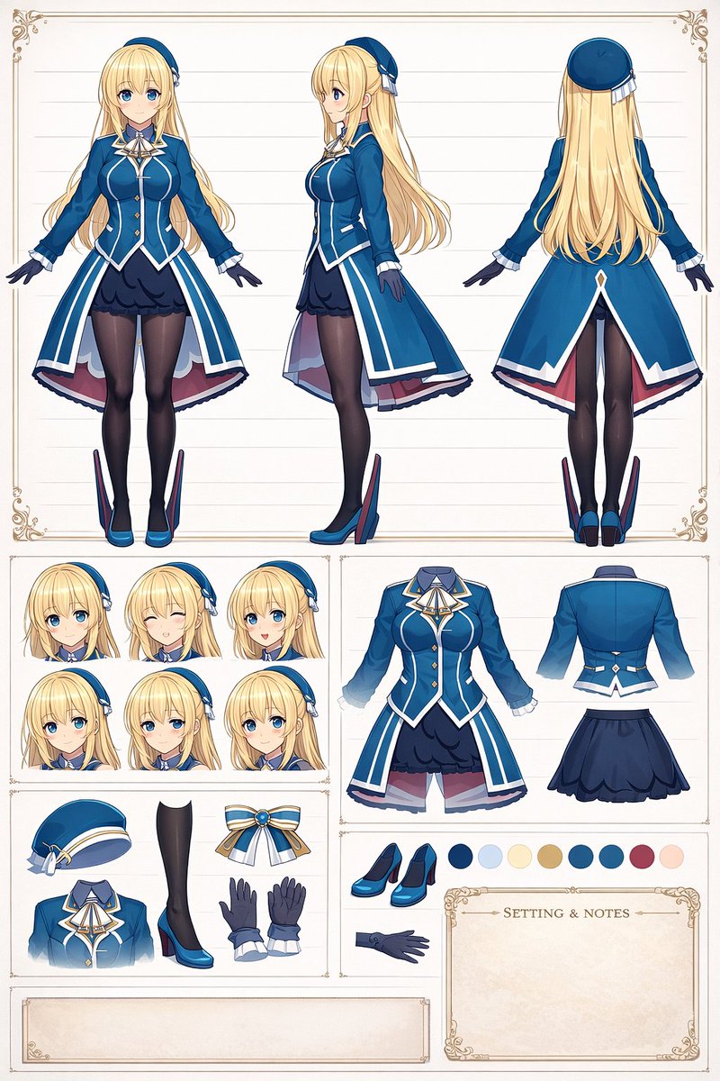 Anime Character Design Reference Sheet preview image 1