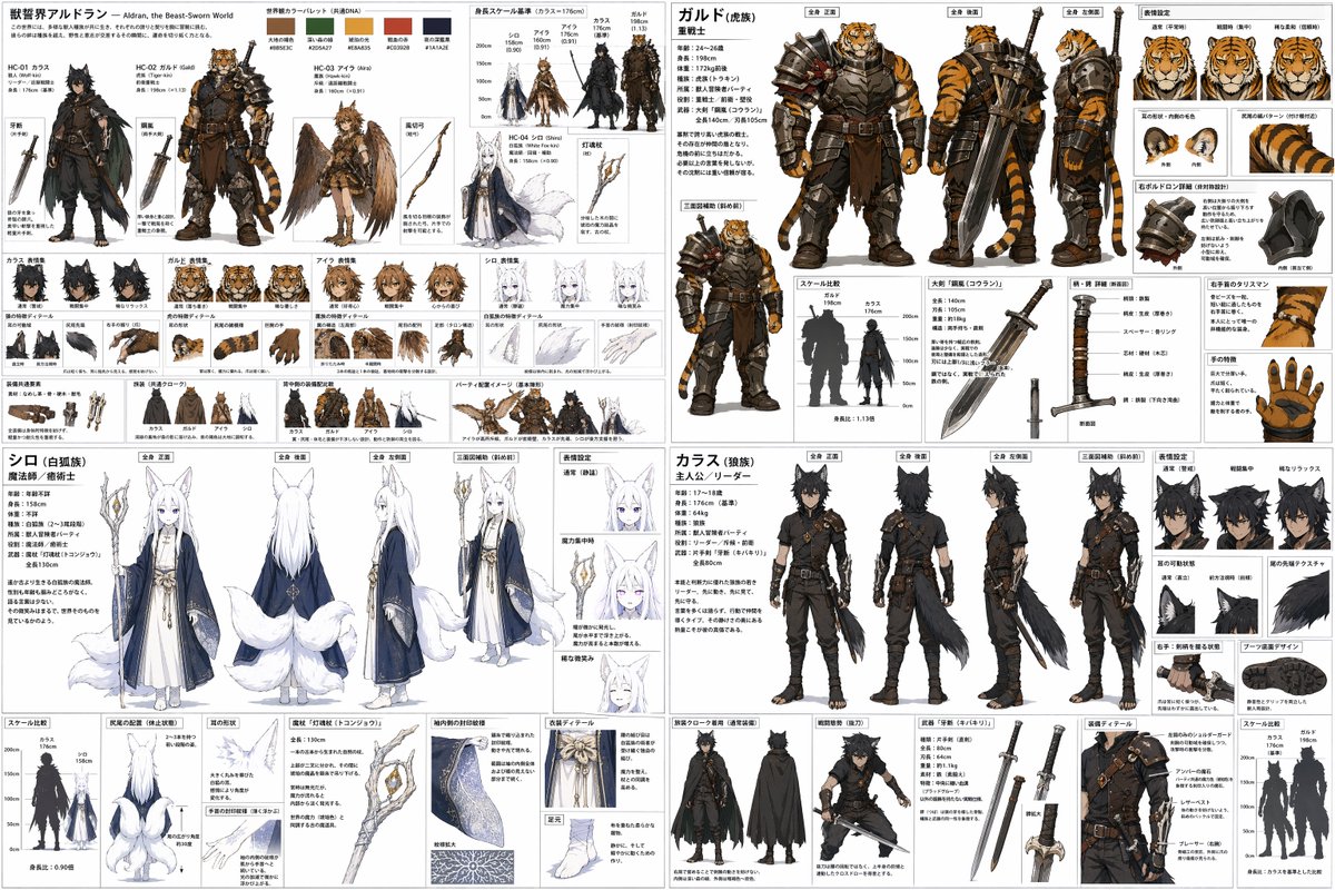 4-Quadrant RPG Character Design Sheet preview image 1
