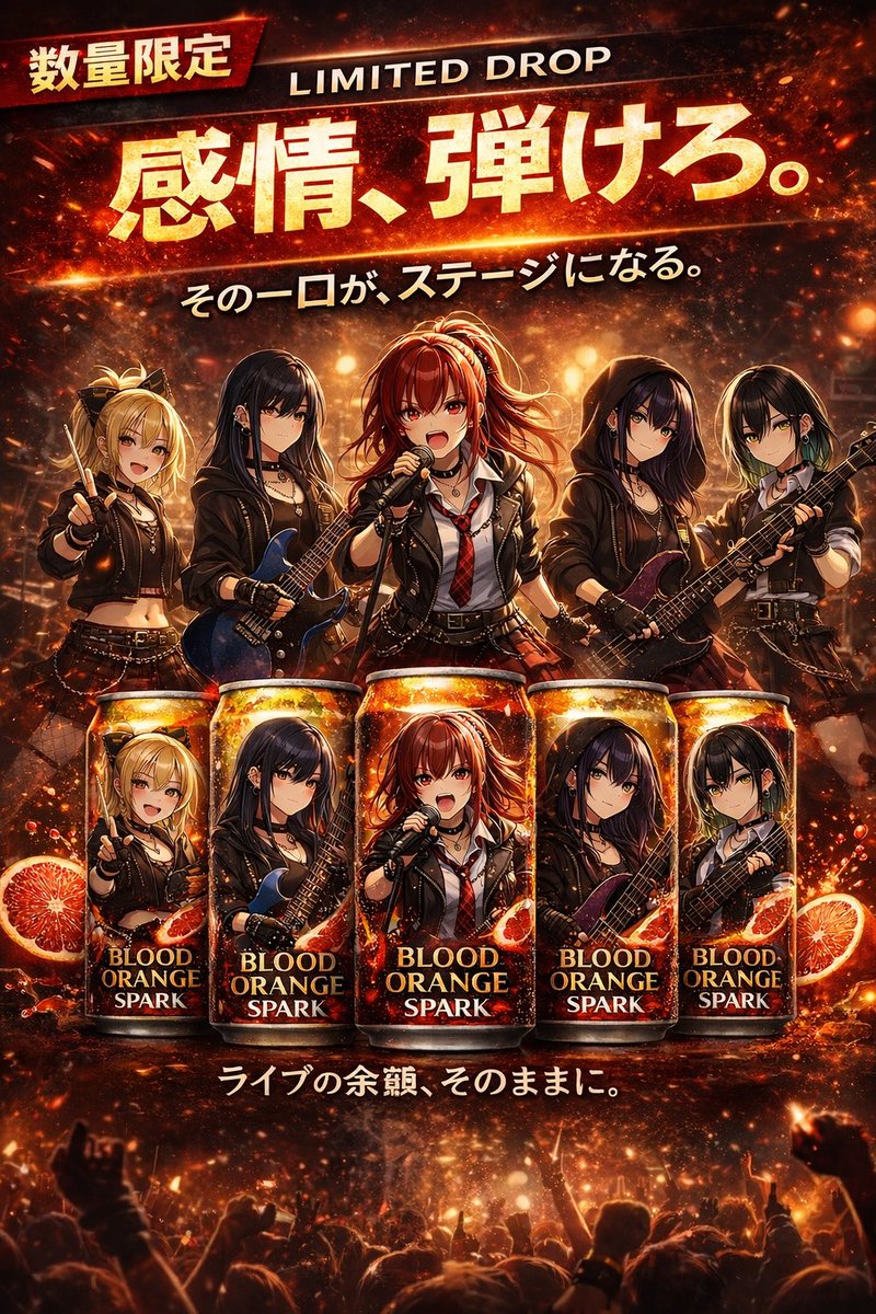 Anime Rock Band Beverage Collab Poster preview image 1
