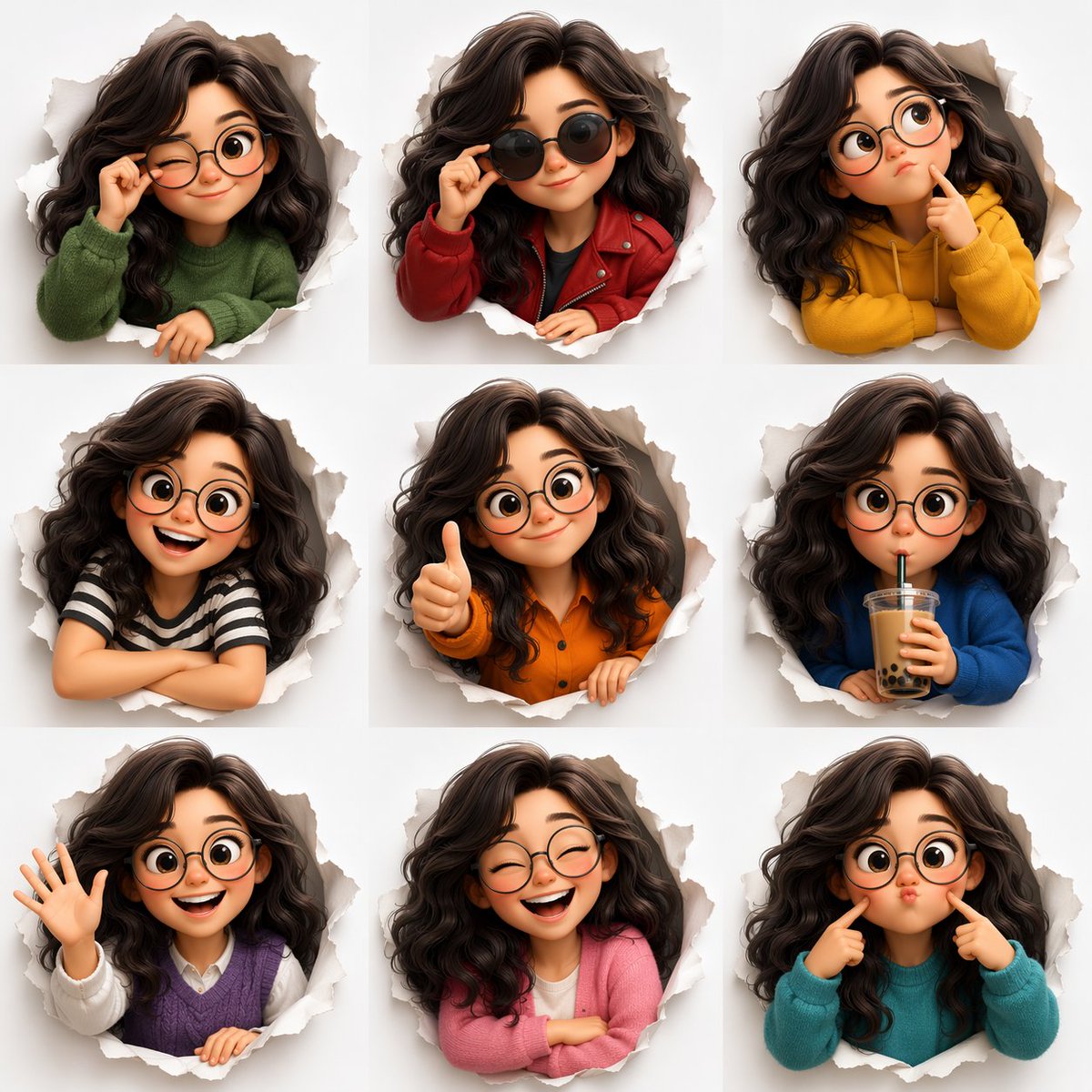3D Animated Character Expression Grid preview image 1