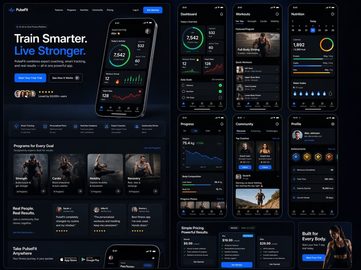 Fitness SaaS Landing Page UI preview image 1