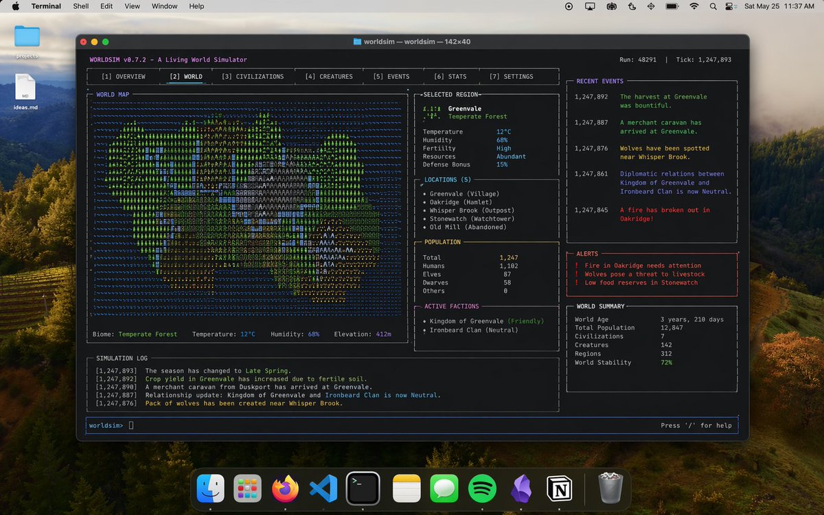 Mac Terminal World Sim UI preview image 1