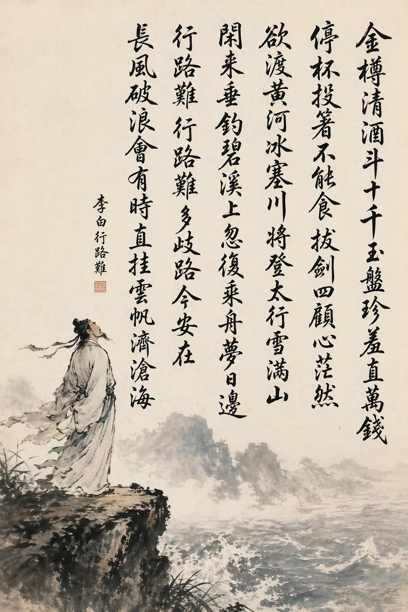 Chinese Calligraphy Poem Landscape preview image 1