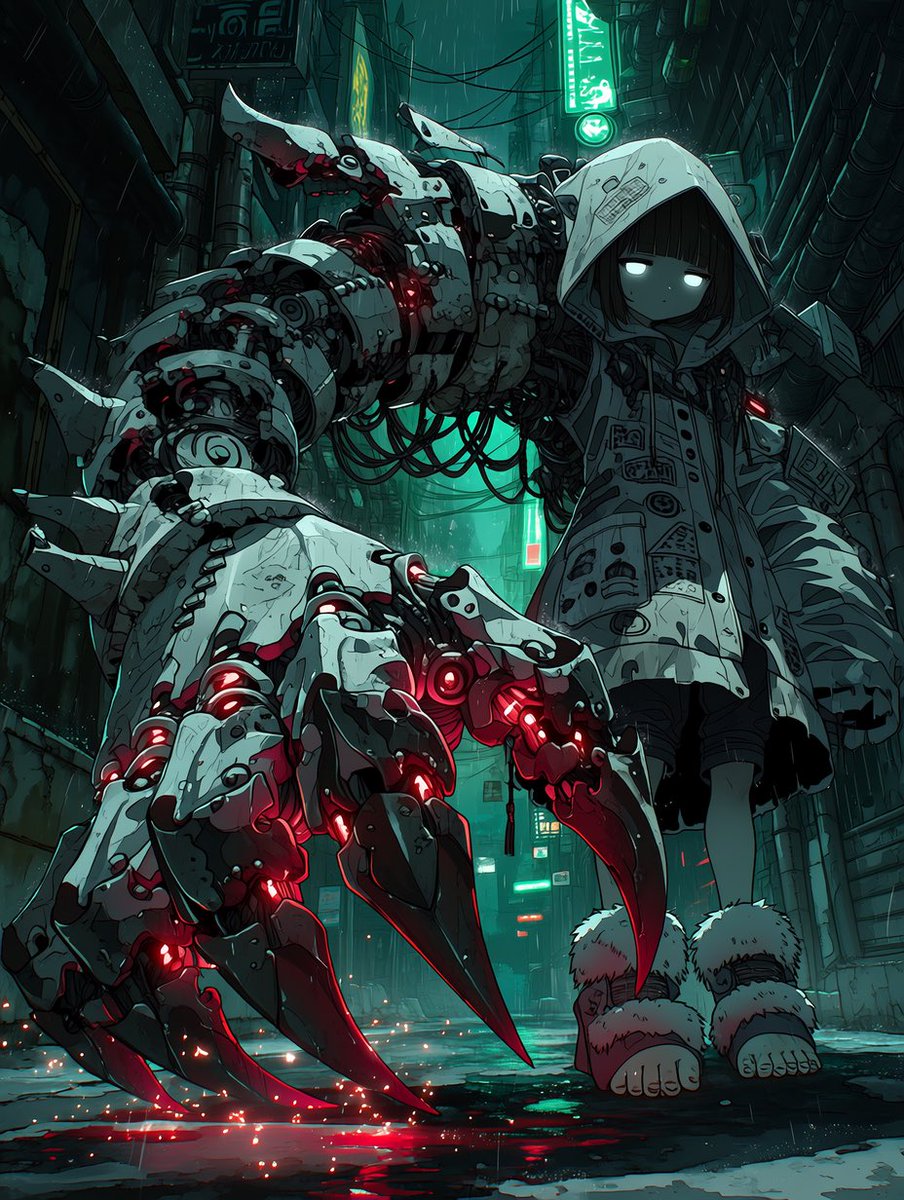 Cyberpunk Girl with Giant Mech Claw preview image 1