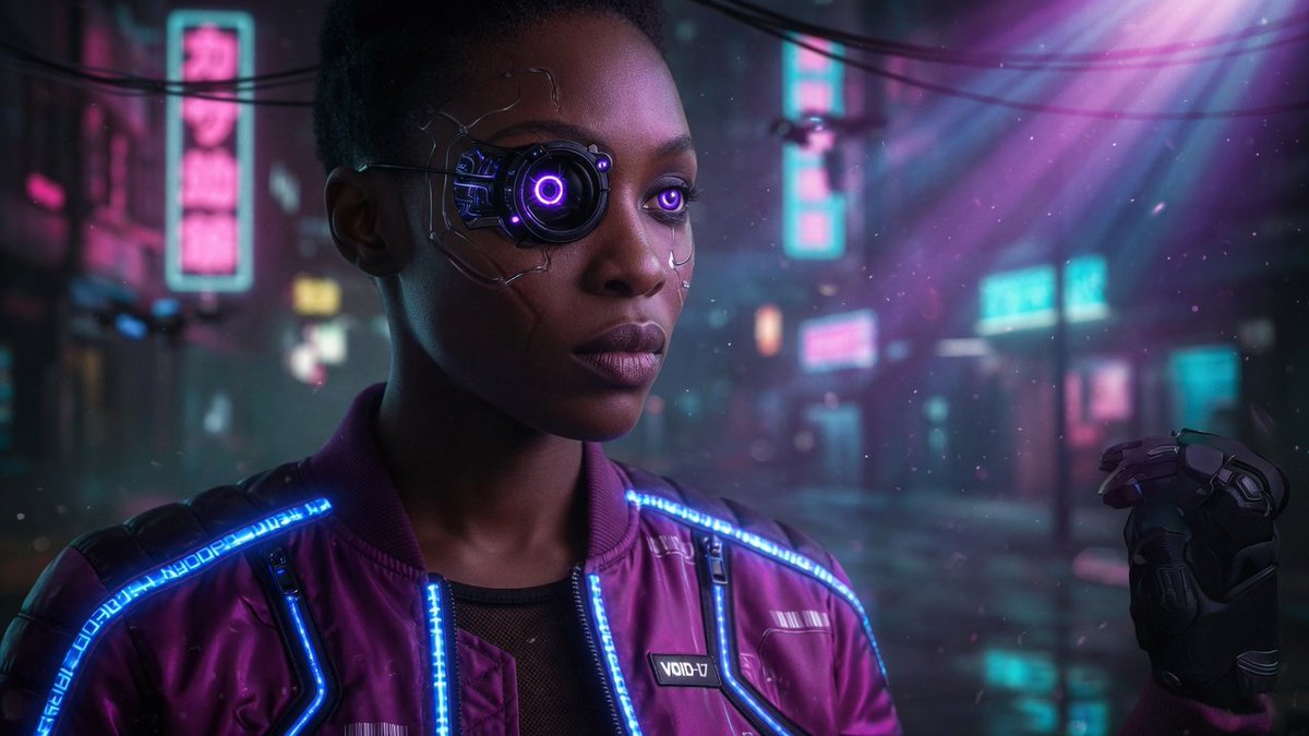 Cinematic Cyberpunk Woman Portrait preview image 2