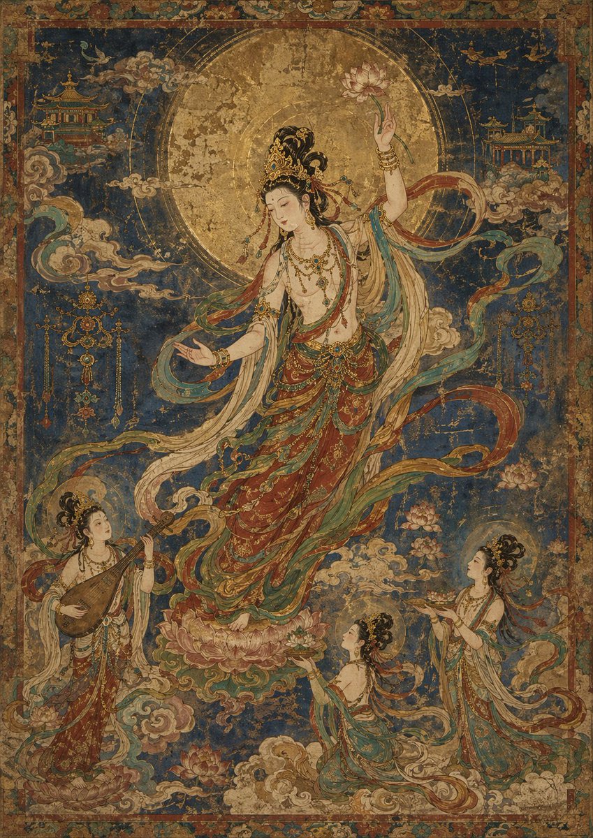 Antique Celestial Goddess Mural preview image 1