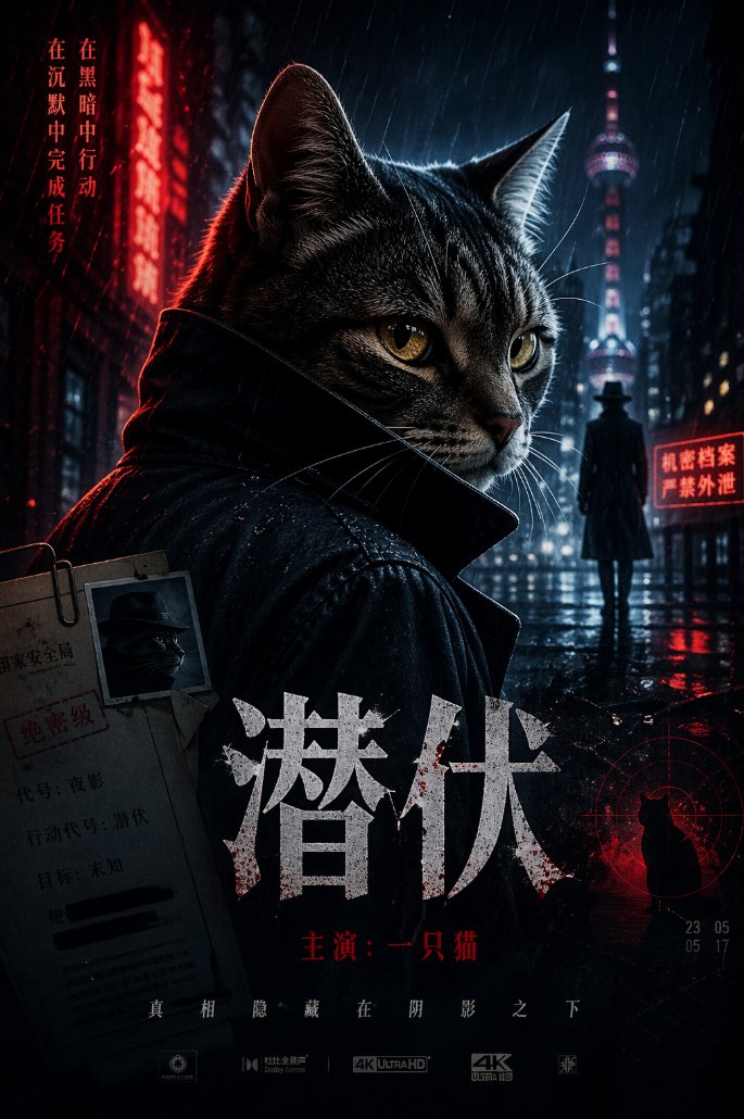 Spy Movie Poster with Cat preview image 1