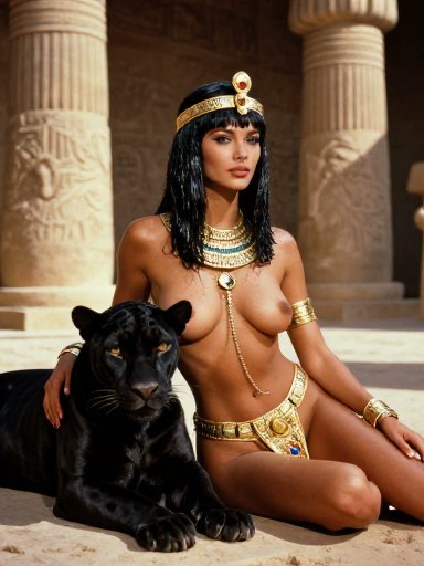 Ancient Egyptian Queen with Black Panther preview image 2