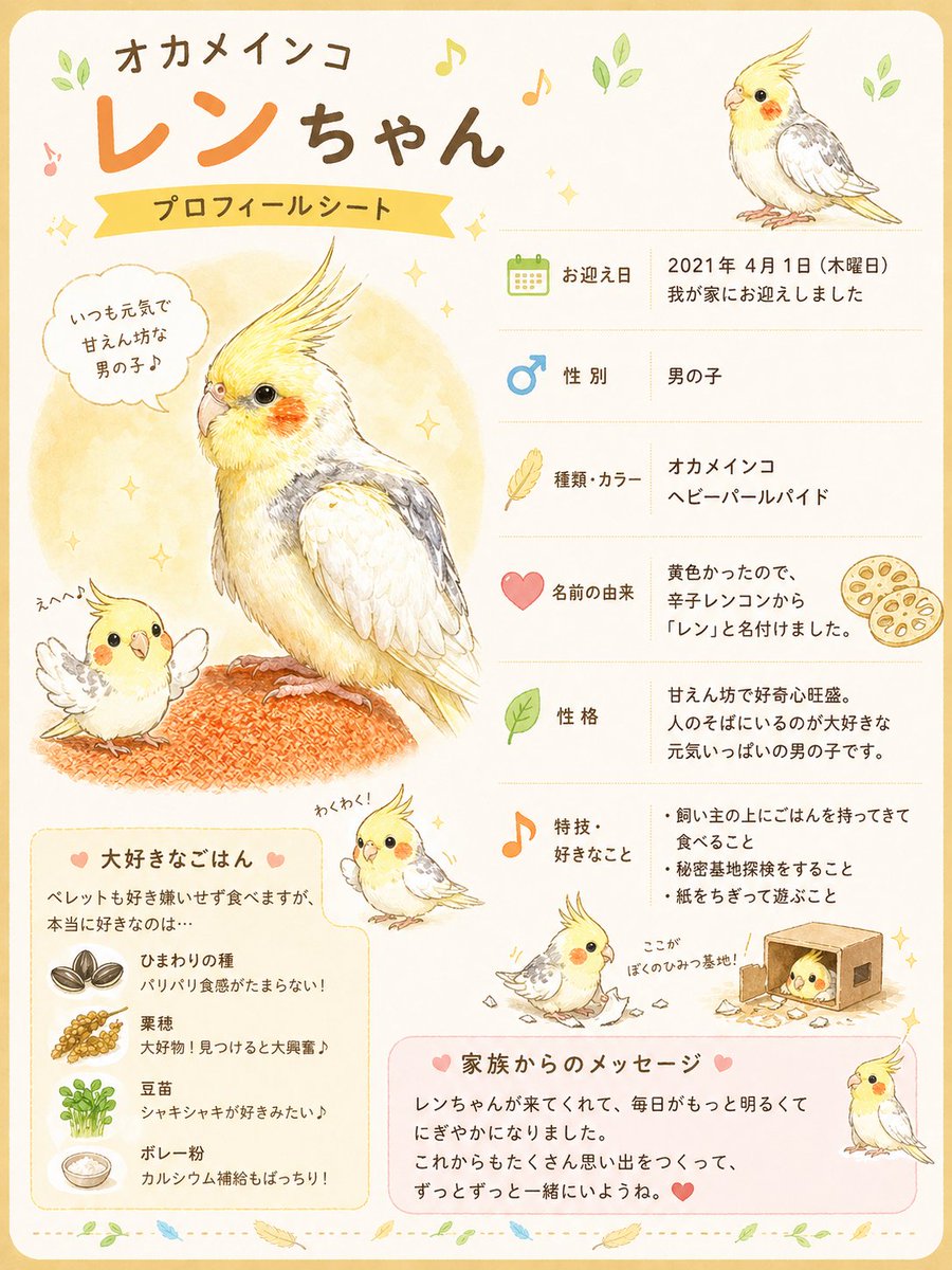 Cute Cockatiel Profile Sheet preview image 1