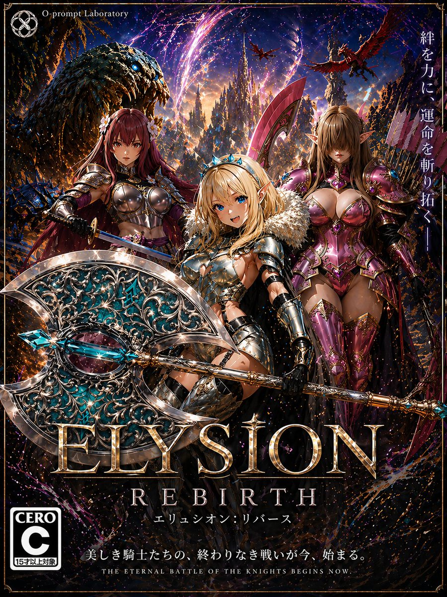 Fantasy RPG Game Cover with Three Knight Women preview image 1