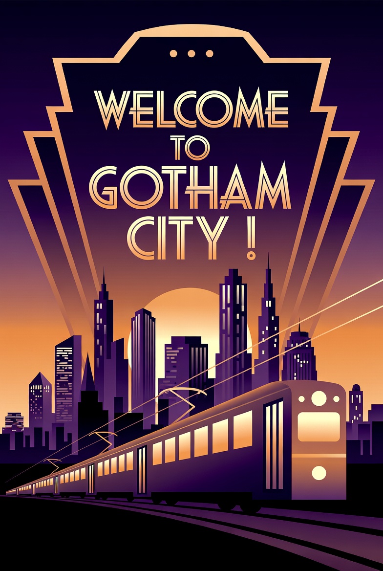 Art Deco Gotham Tram Poster preview image 1