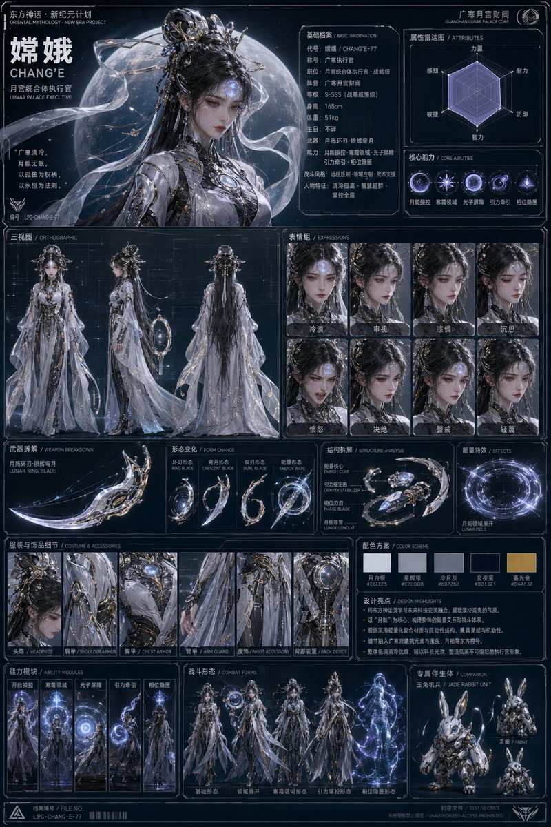 Oriental Cyberpunk Character Setting Sheet preview image 2