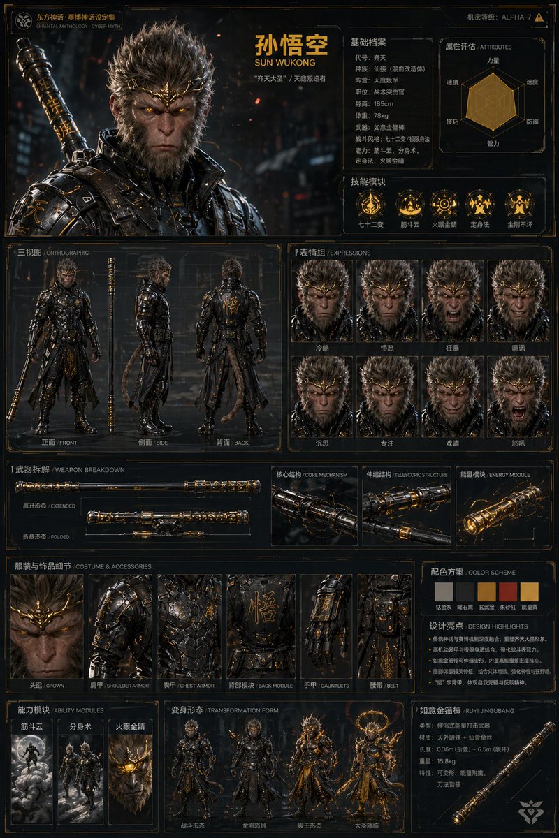 Oriental Cyberpunk Character Setting Sheet preview image 4
