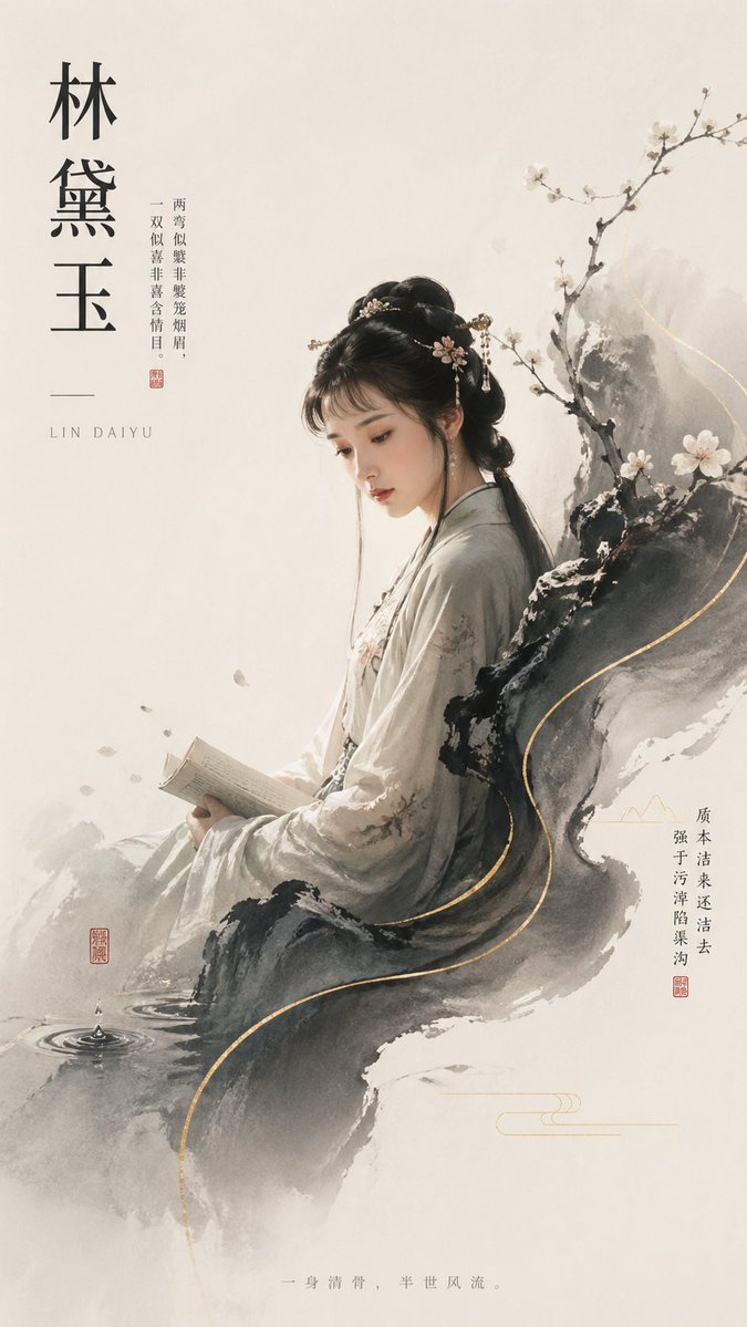 Lin Daiyu Ink-Wash Poster preview image 1