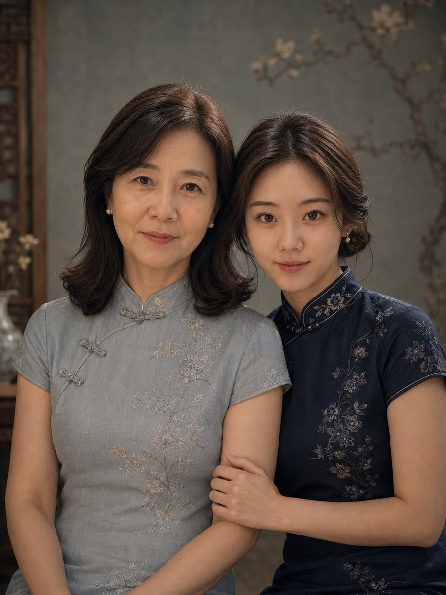 复古旗袍母女肖像 preview image 2