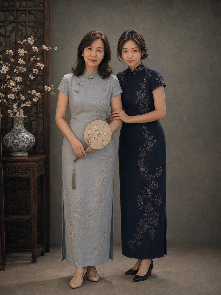复古旗袍母女肖像 preview image 3