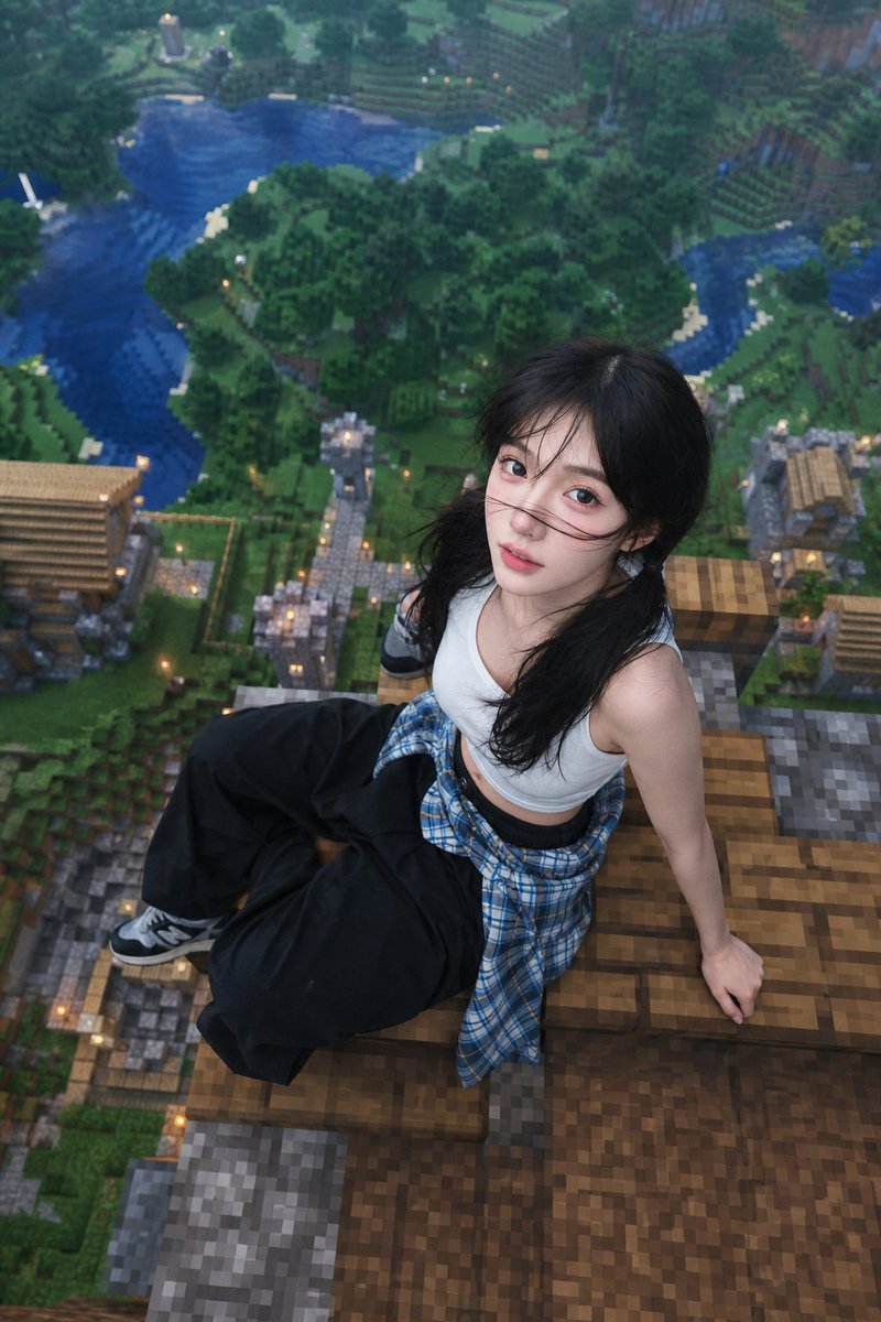 Minecraft Rooftop Aerial Portrait preview image 1