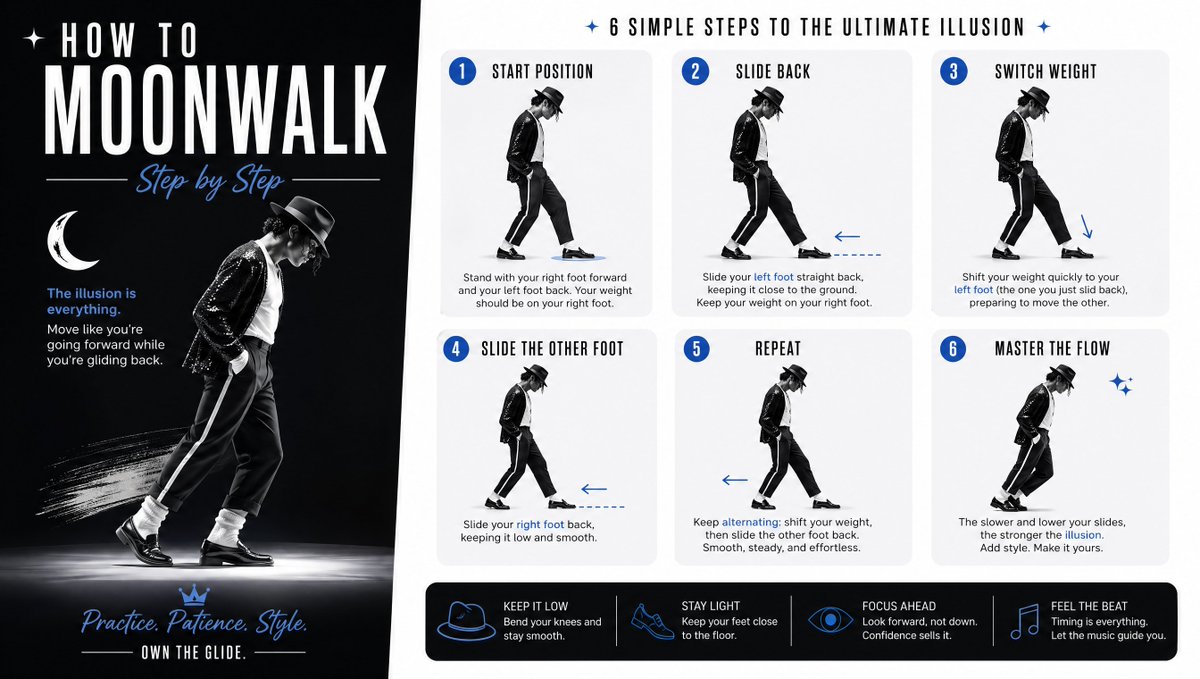 Moonwalk Step-by-Step Tutorial Poster preview image 1