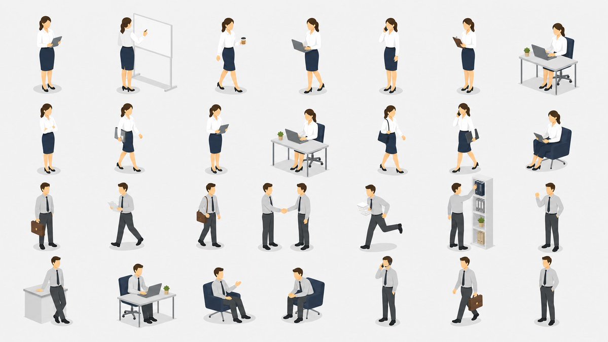 Isometric Office Worker Asset Sheet preview image 1