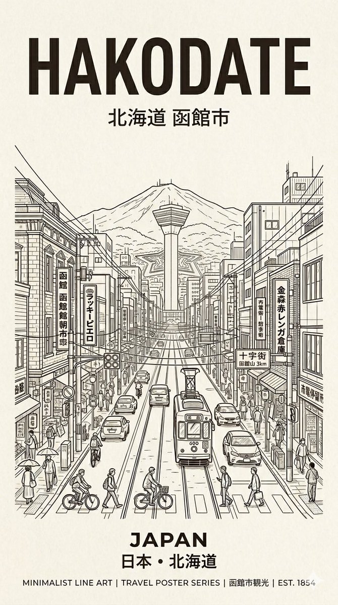 Hakodate Vintage Travel Poster preview image 1