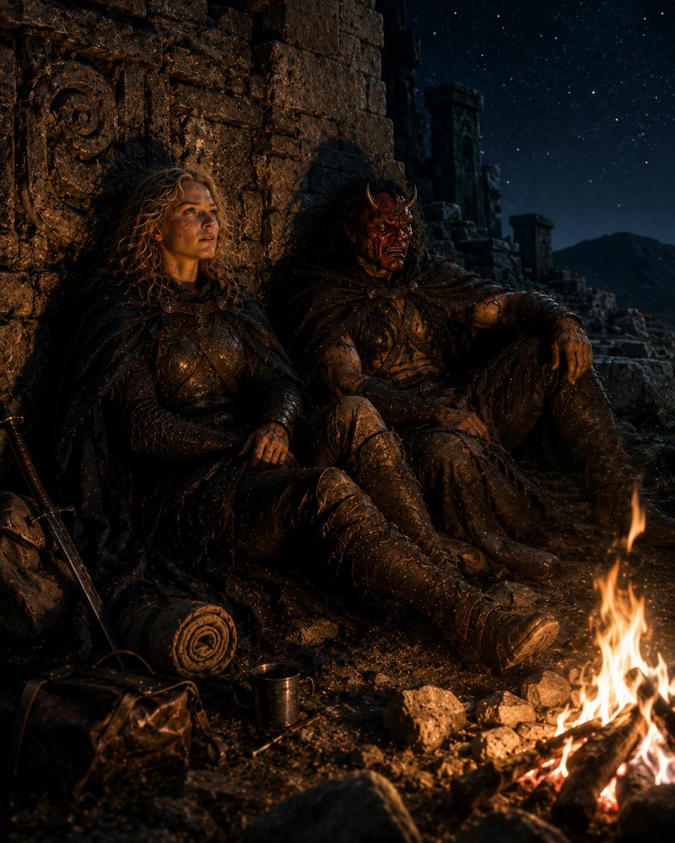 Barbarian Camp in Moonlit Ruins preview image 1