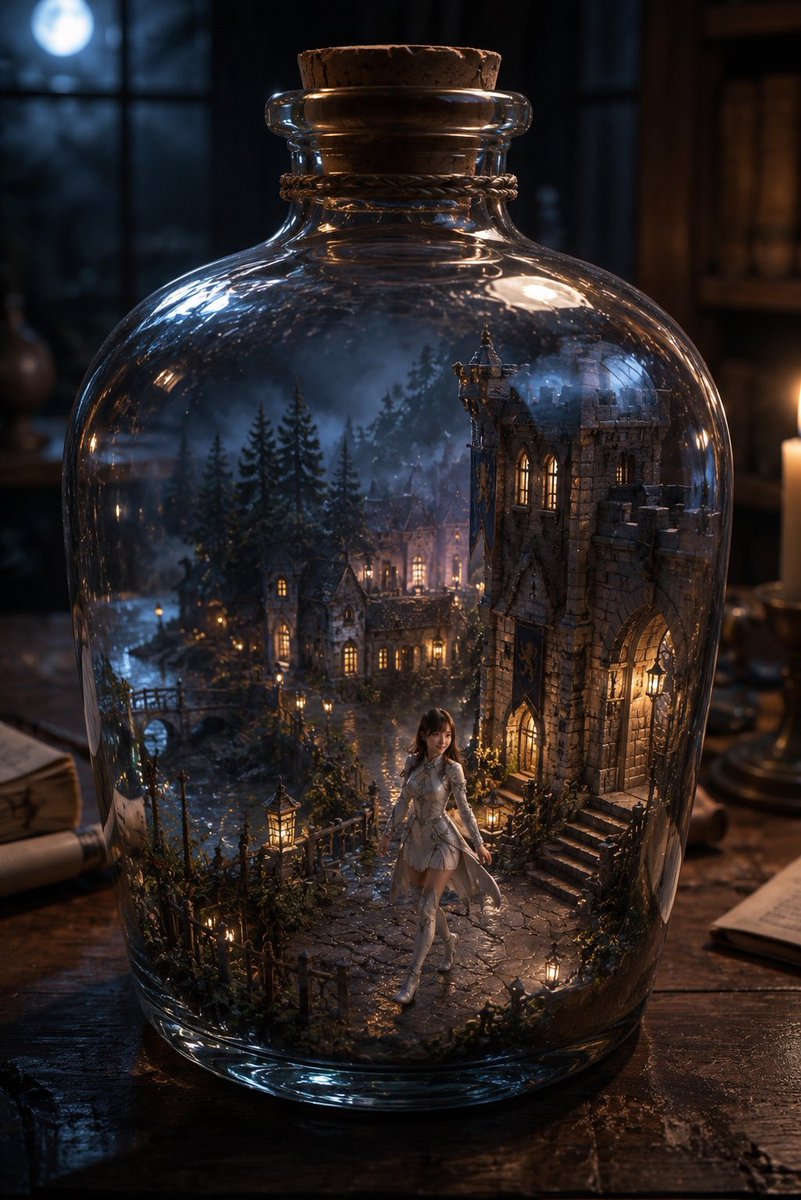 Miniature Fantasy Village in a Glass Bottle preview image 1