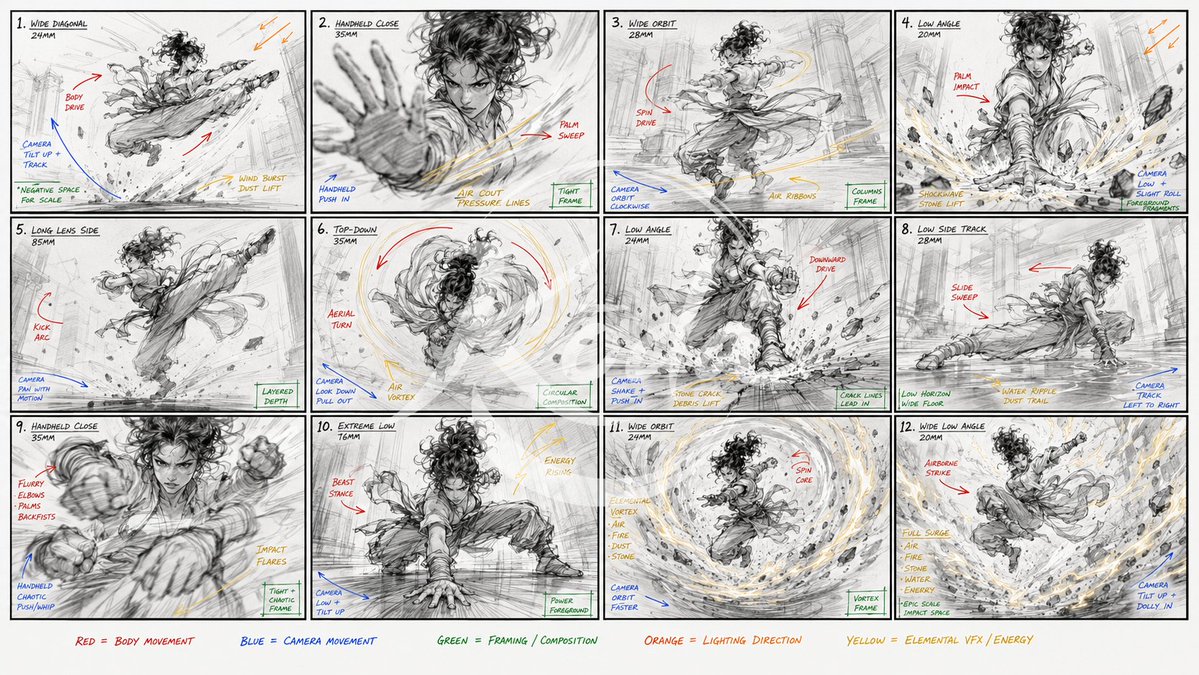 Kung Fu Action Storyboard preview image 1
