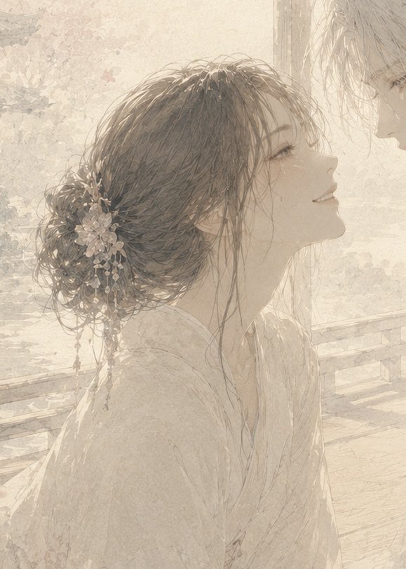 Soft Censored Bridal Kiss Illustration preview image 1