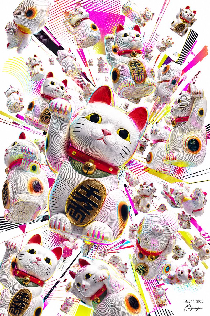Exploding Maneki Neko Pop Art preview image 1