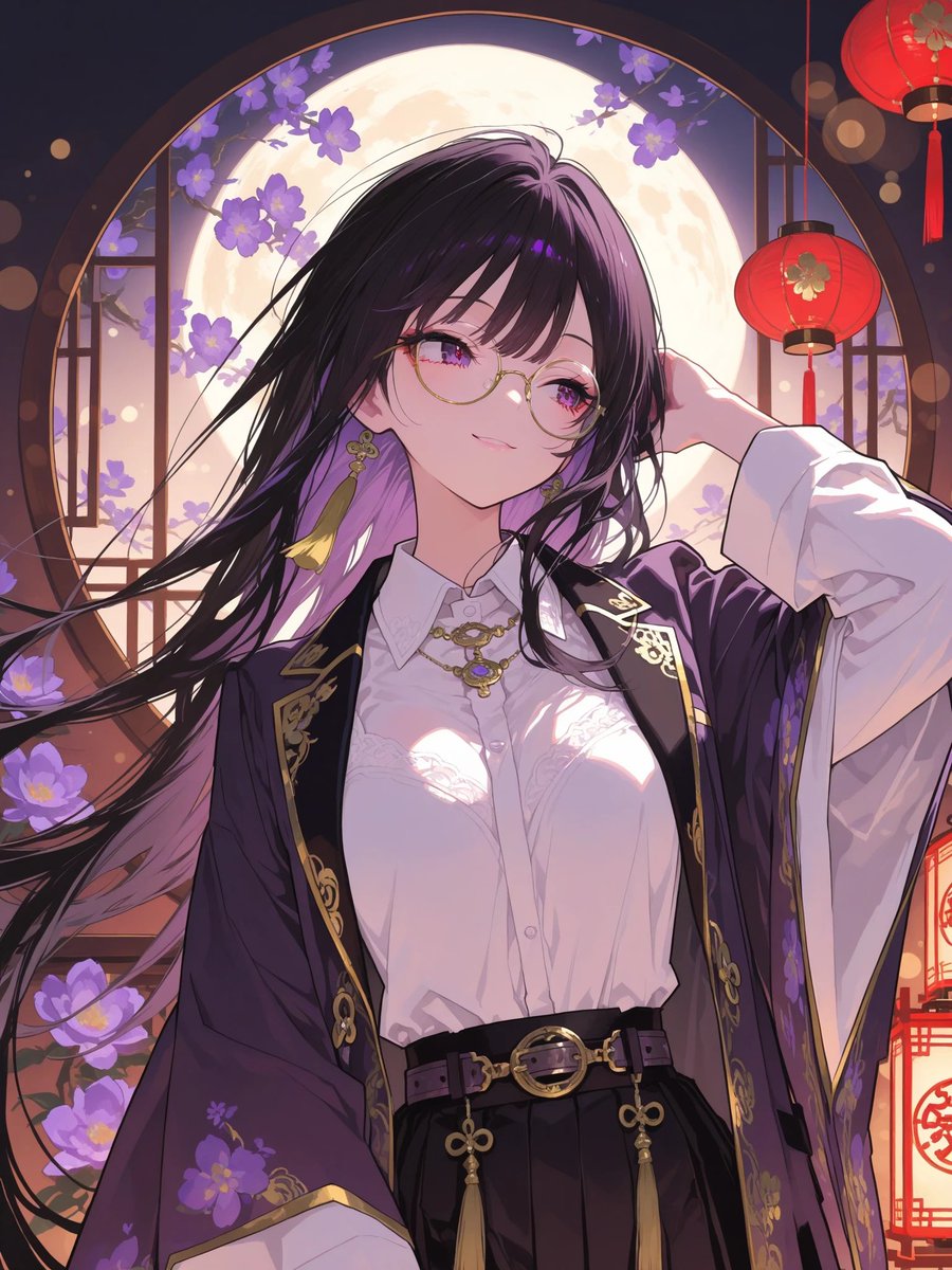 月光下身着华丽和服的动漫女性 preview image 1