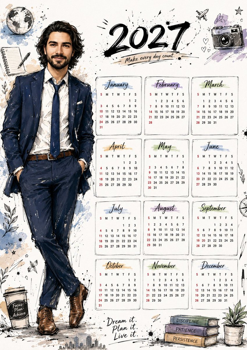 Hand Drawn Doodle Calendar Illustration preview image 1