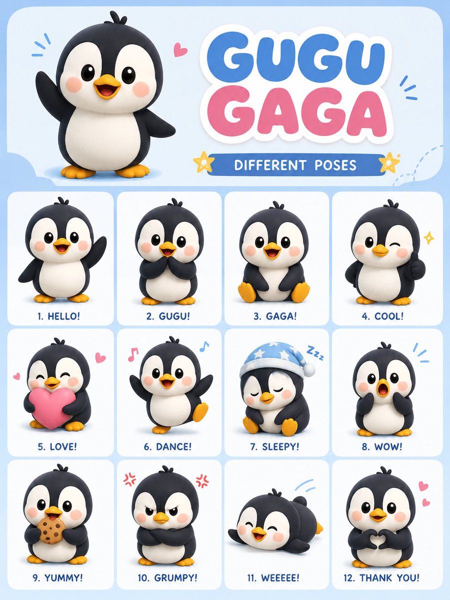 Chibi Penguin Expression Grid preview image 1