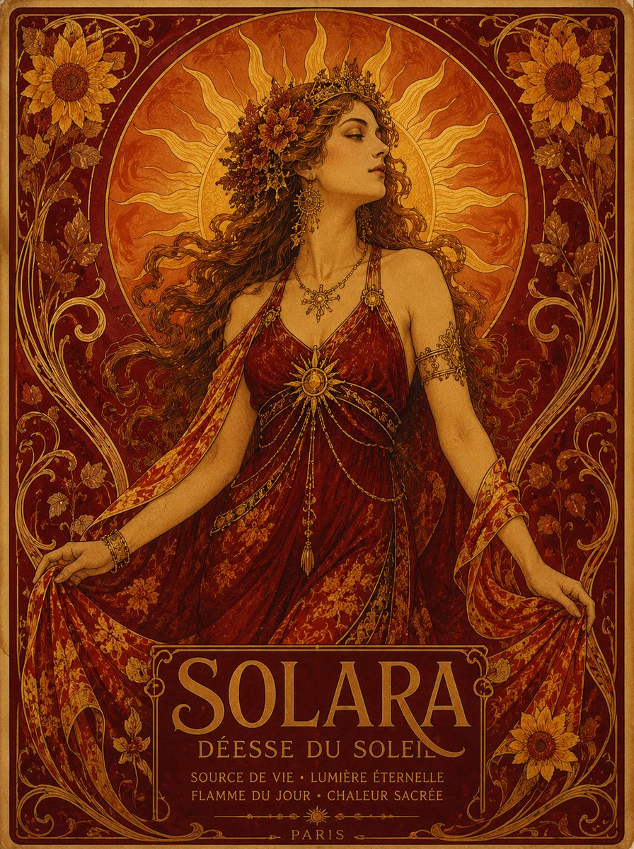 Solara Art Nouveau Sun Goddess Poster preview image 1