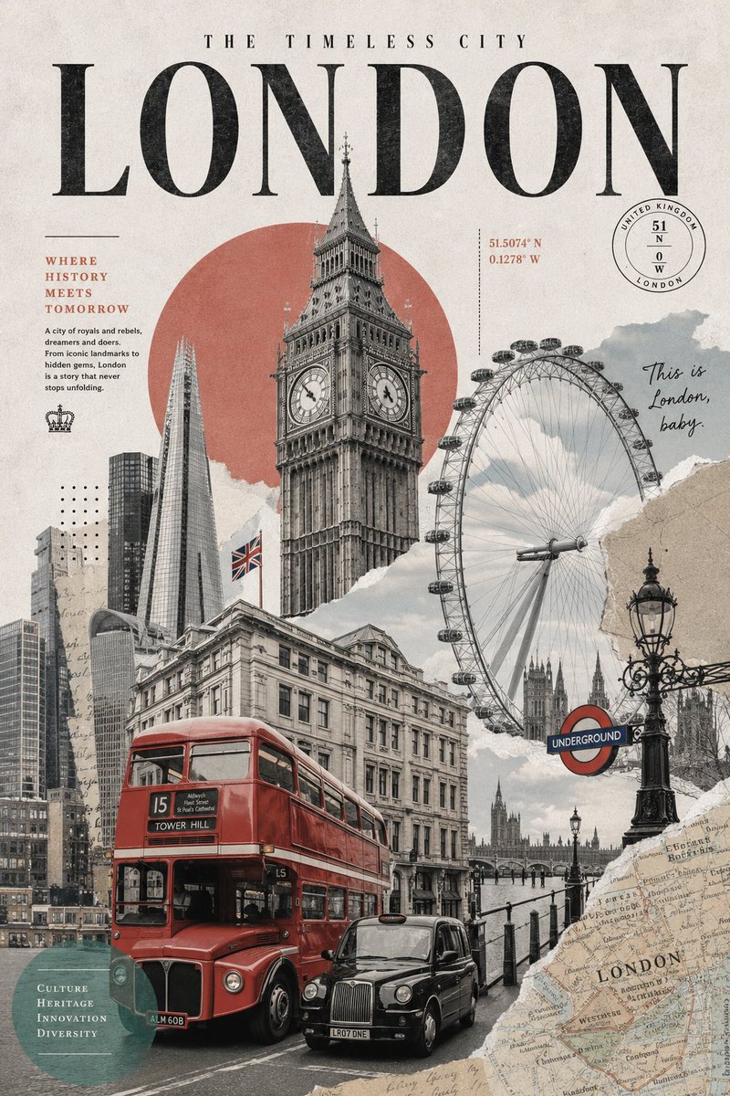 Retro Inspired Travel Collage Poster preview image 2