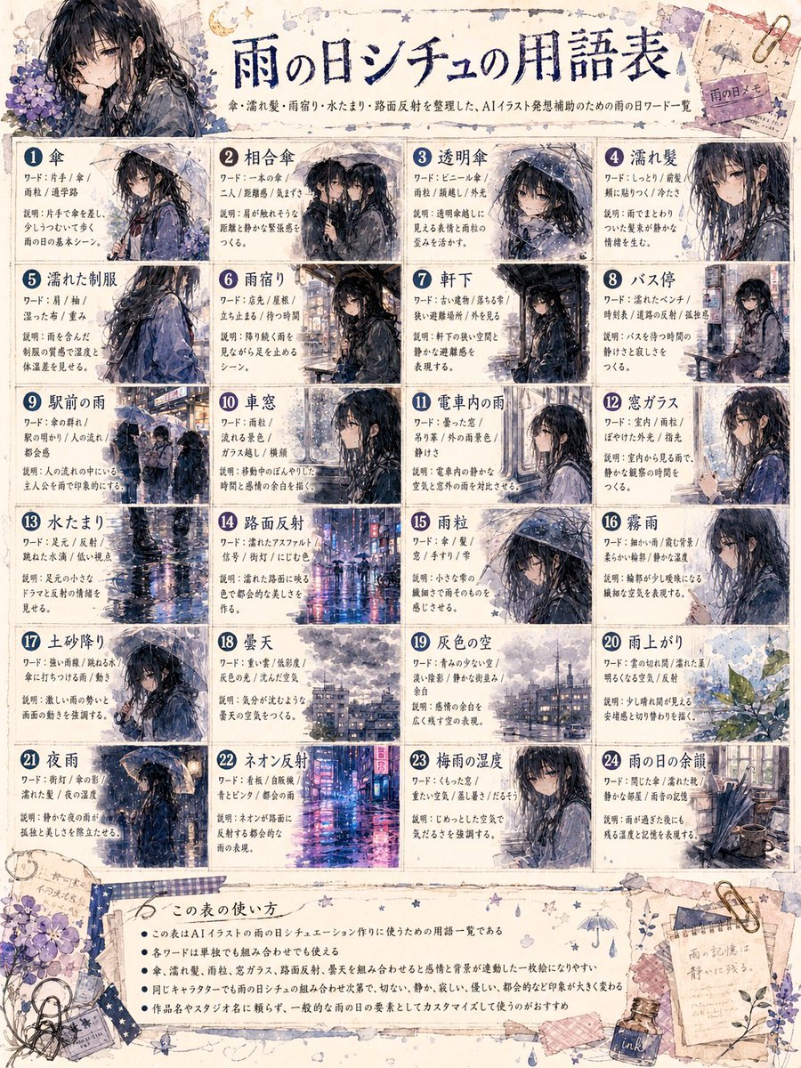 Rainy Day Anime Vocabulary Sheet preview image 1