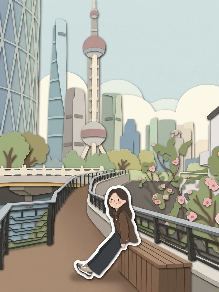 Chibi Sticker Paper-cut City Illustration preview image 1