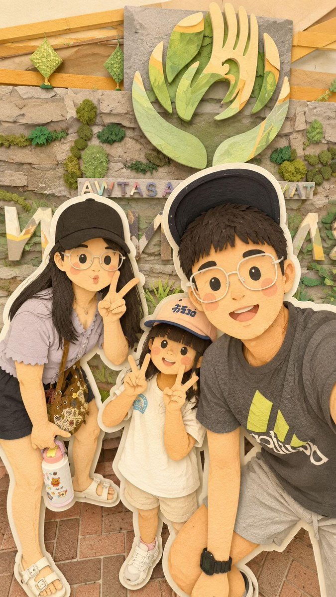 Kawaii Family Travel Paper-Cut Collage preview image 4