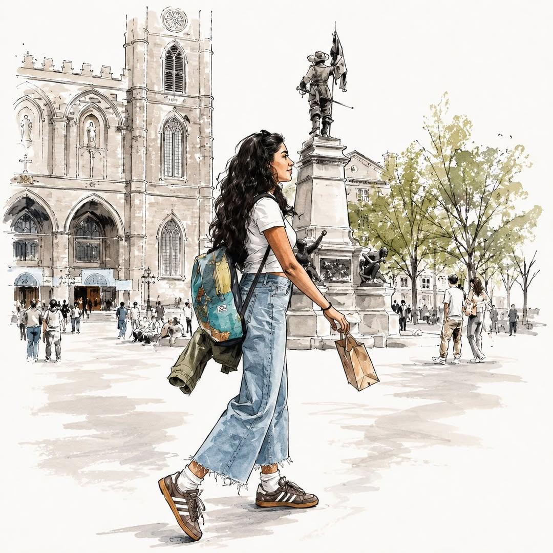 Watercolor Fashion Travel Illustration preview image 4