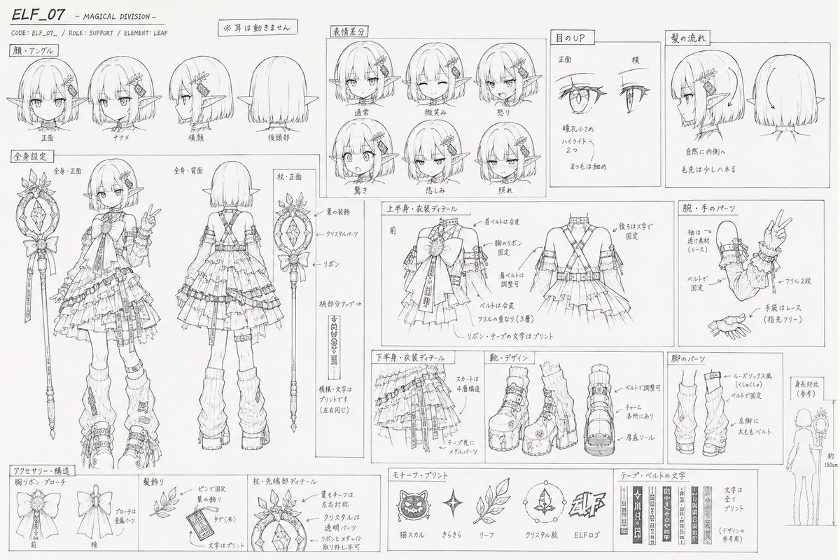 Professional Anime Character Line Art Sheet preview image 1