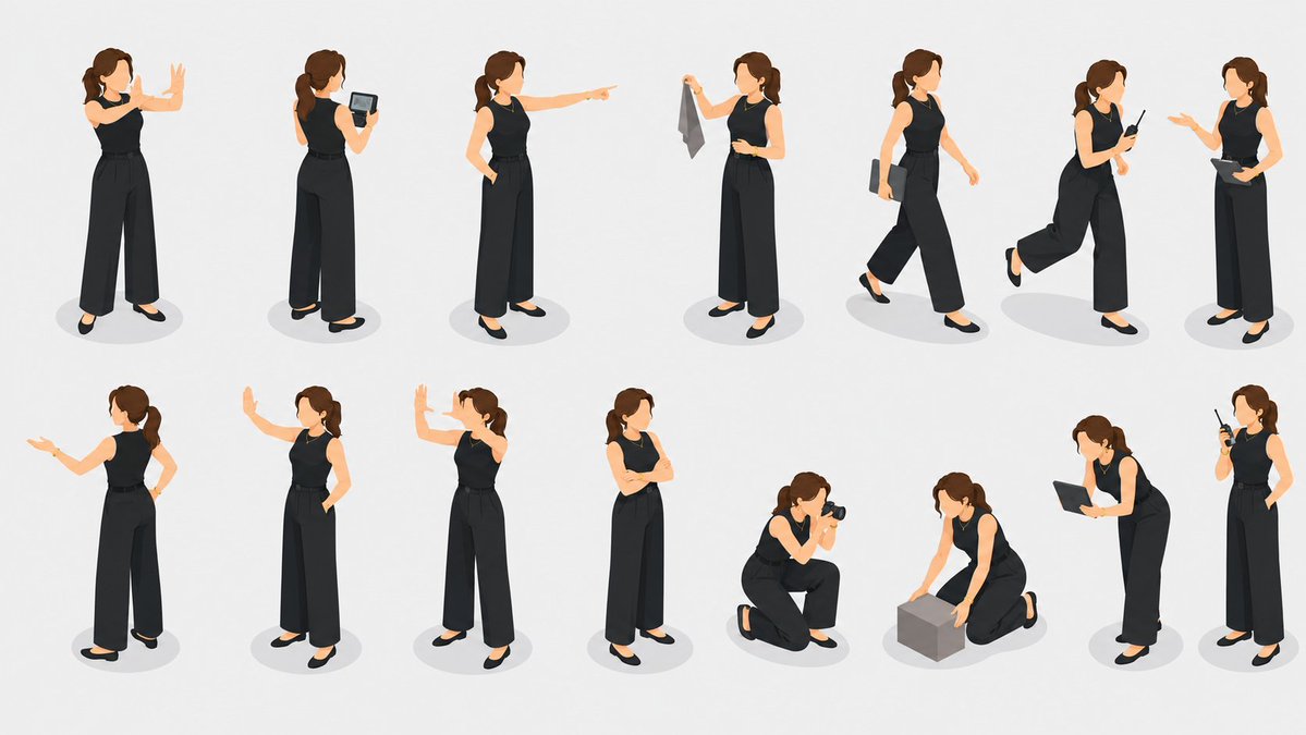 Isometric Businesswoman Pose Sheet preview image 1