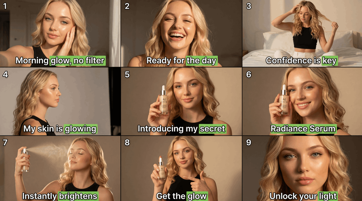 9-Panel Beauty Serum Storyboard preview image 1