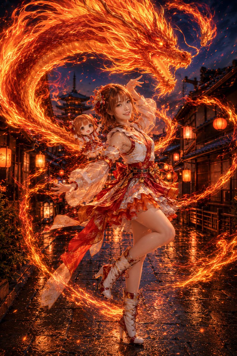 Fire Dragon Magic Girl in Old Kyoto preview image 1