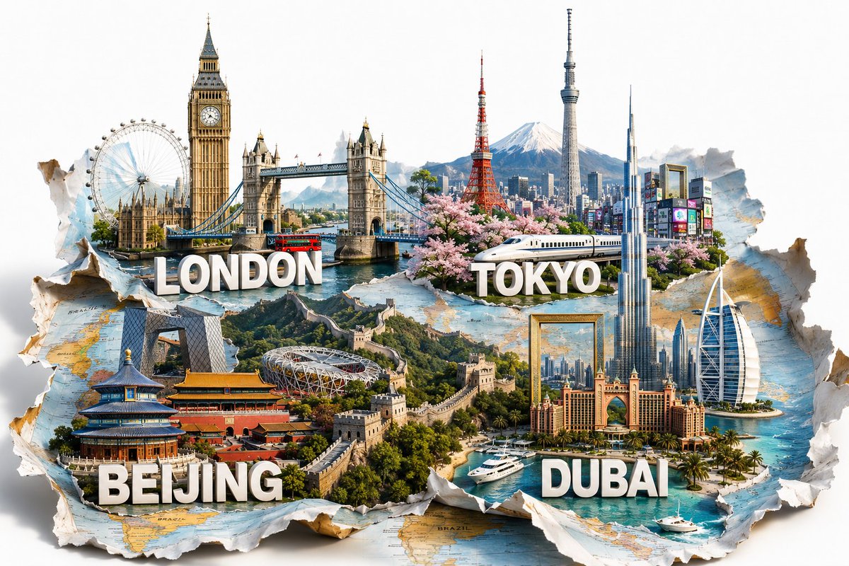 Pop-Up World Map City Collage preview image 1