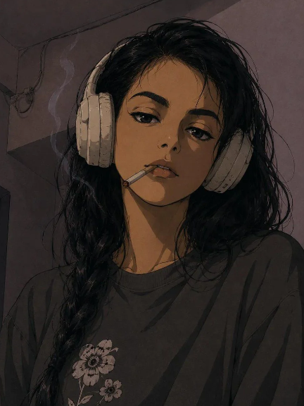 90s Rebel Anime Headphone Portrait preview image 1
