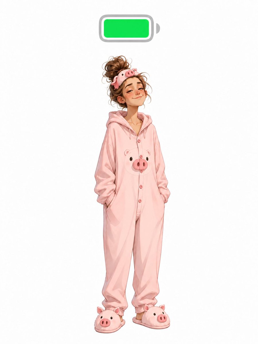 Low Battery Pig Pajama Character preview image 2