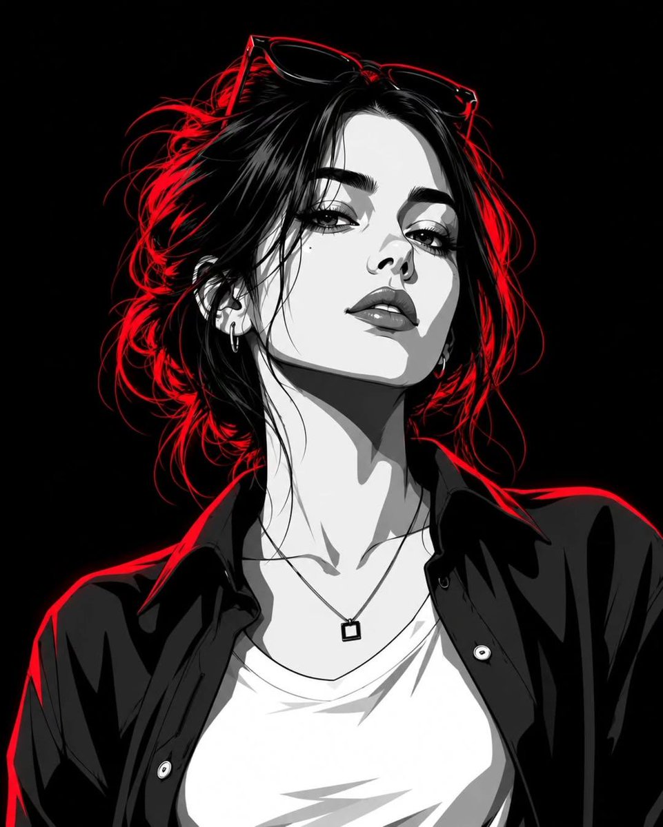 Monochrome Portrait with Neon Rim Light preview image 2