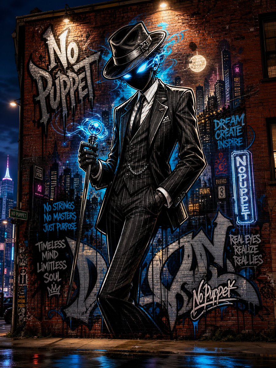 No Puppet Noir Graffiti Mural preview image 1