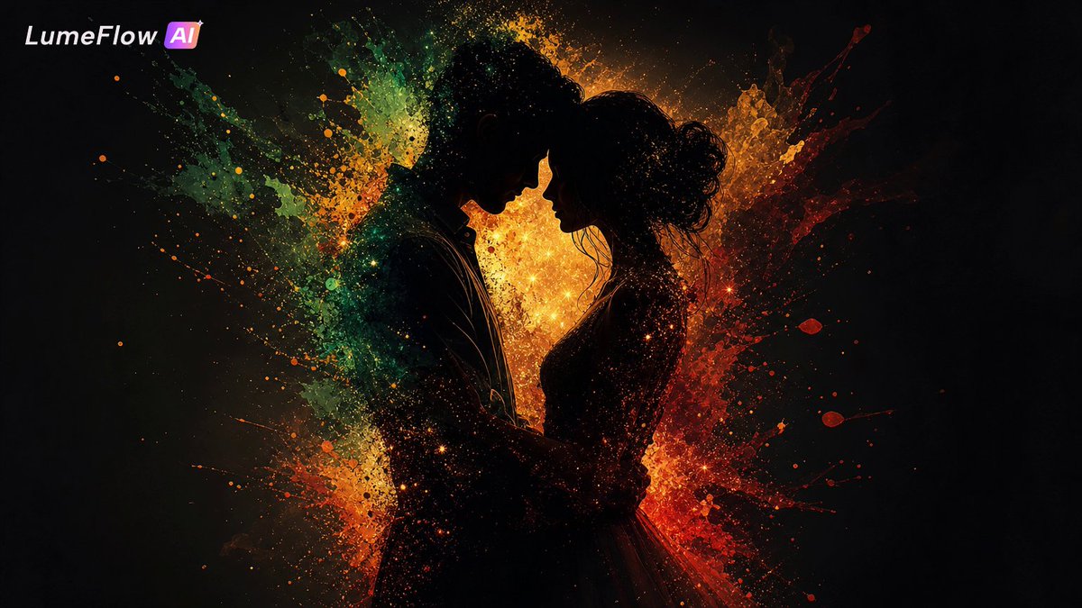 Cosmic Ink Splash Couple Silhouette preview image 2