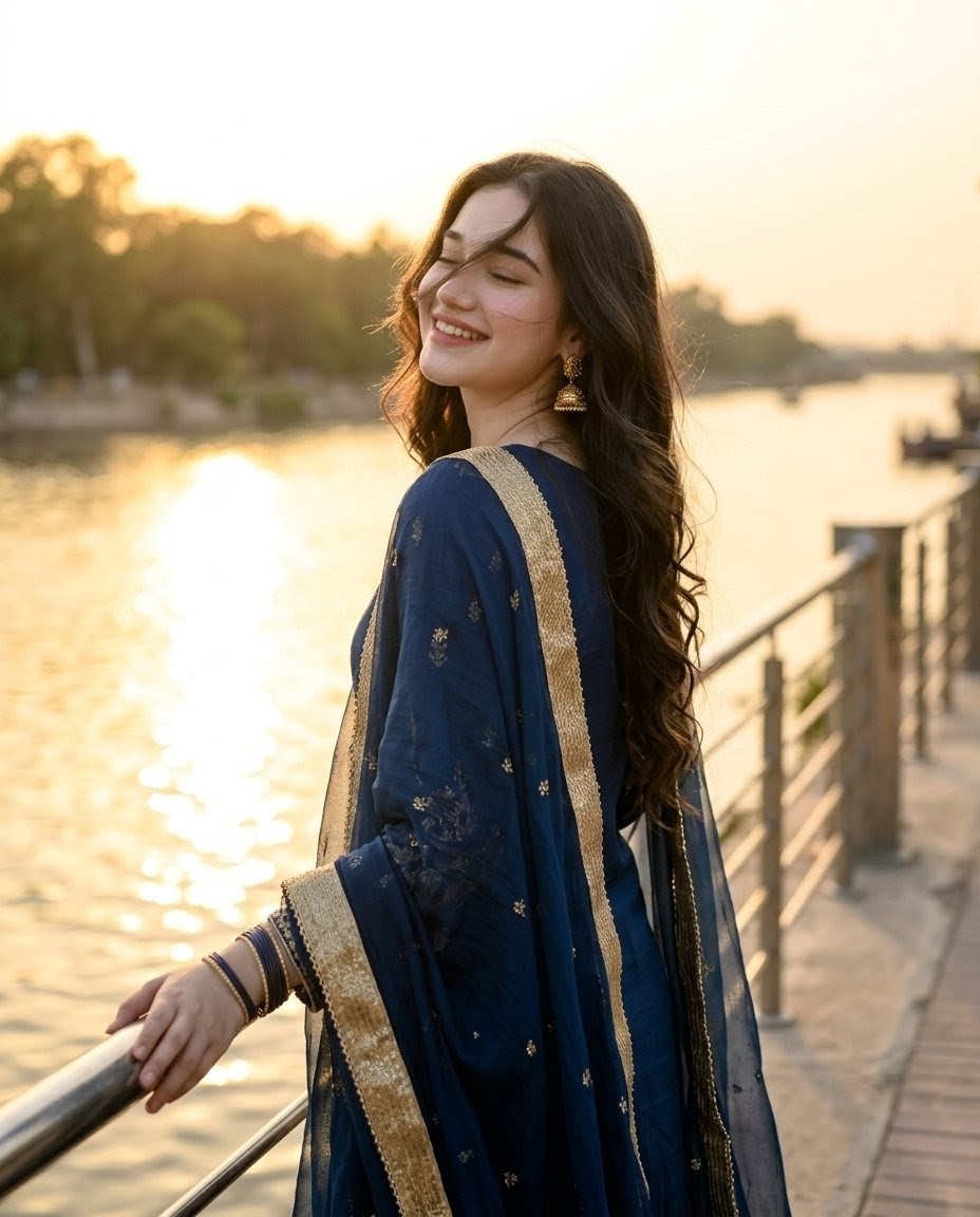Golden Hour Riverside Portrait preview image 1